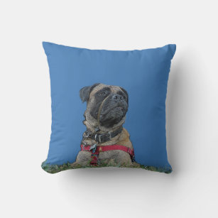 Sweet Boxer Mix Dog with an Elvis Lip Throw Pillow