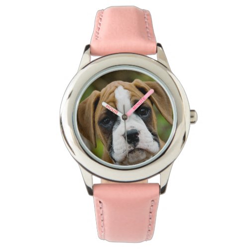 Sweet Boxer Puppy Dog Photo Girls Wristwatch
