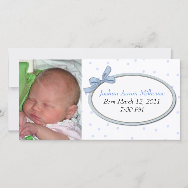 Sweet Boy Birth Announcement Photo Card (Front)