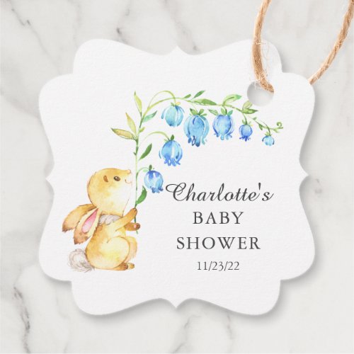 Sweet Boy Bunny Baby Shower Favor Gift Tag