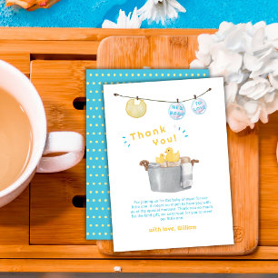 Sweet Boy Clothesline Rubber Duck Baby Shower Thank You Card