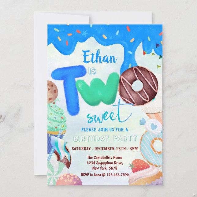 Sweet boy donut Invitation (Front)