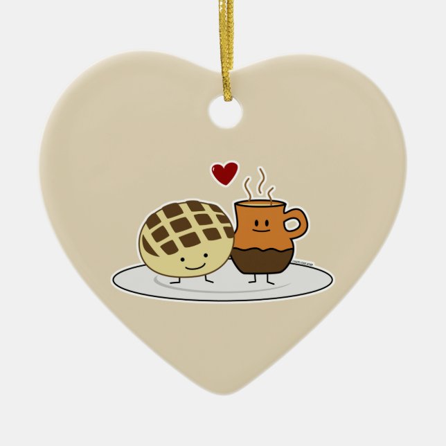 Sweet Bread Hot Chocolate Pan dulce Mexican concha Ceramic Ornament (Front)