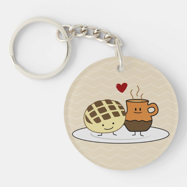 Sweet Bread Hot Chocolate Pan dulce Mexican concha Keychain (Front)