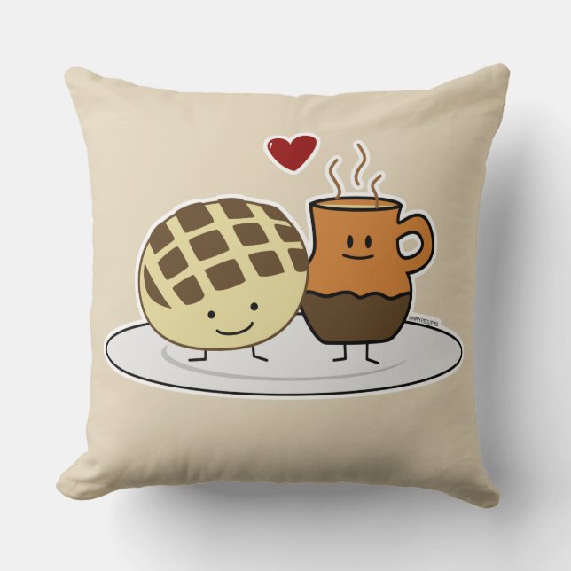 Sweet Bread Hot Chocolate Pan dulce Mexican concha Throw Pillow (Front)