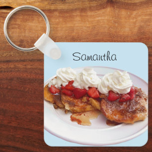 Sweet Bread With Strawberries And Cream Keychain