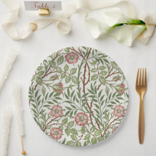 Sweet Briar Climbing Rose Pattern Paper Plates