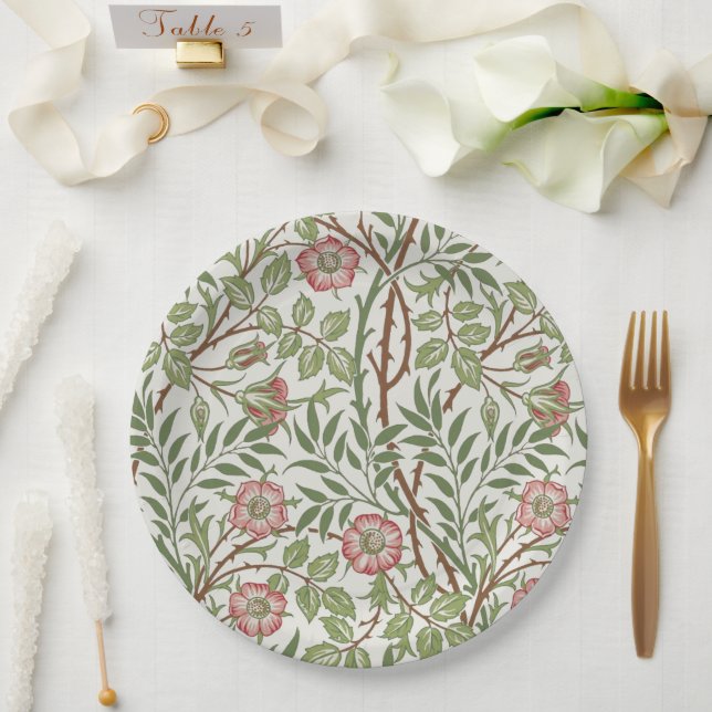 Sweet Briar Climbing Rose Pattern Paper Plates (Wedding)
