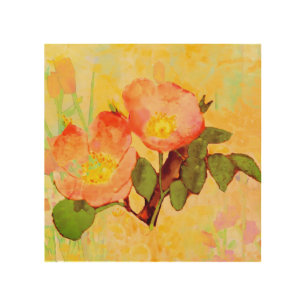 Sweet Briar Leaves Colorful Background Wood Wall Art