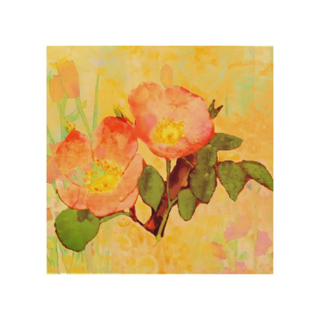 Sweet Briar Leaves Colorful Background Wood Wall Art (Front)