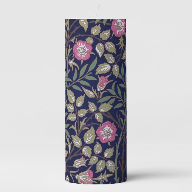 Sweet Briar, William Morris Pillar Candle (Front)