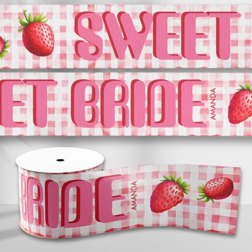 Sweet Bride Strawberry Gingham Picnic County Pink Grosgrain Ribbon