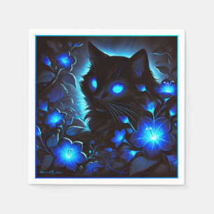 Sweet bright blue meow cat napkins