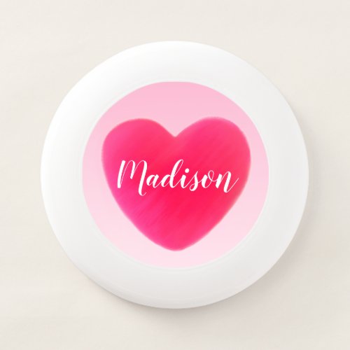 Sweet Bright Pink Heart Personalized Wham_O Frisbee