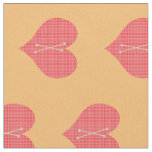 Sweet Bright Red Monogrammed Heart Pattern Fabric