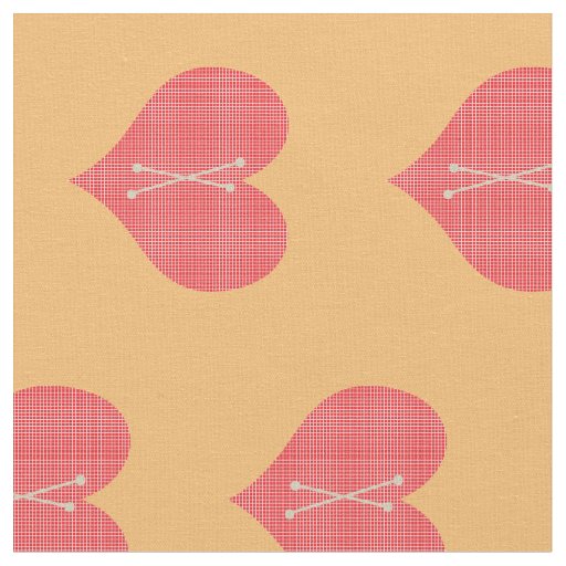 Sweet Bright Red Monogrammed Heart Pattern Fabric