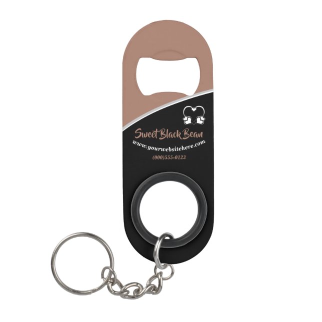 Sweet  Brown Bean Promotional Business Keychain Bottle Opener (Front)