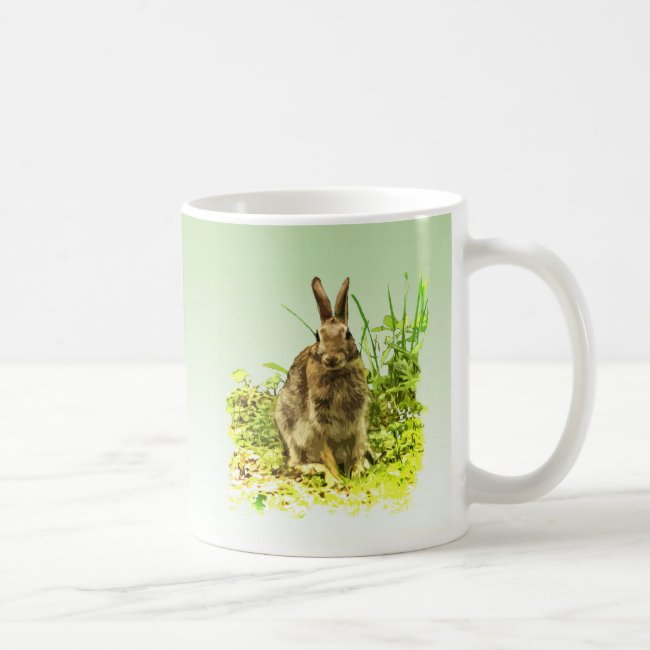 Sweet Brown Bunny Rabbit in Green Grass Mug