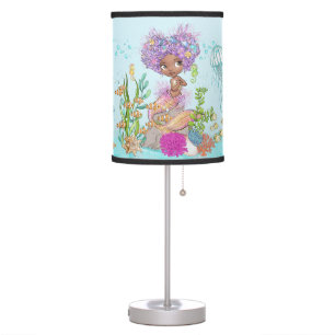 Sweet Brown Little Mermaid Under the Sea Kids Table Lamp