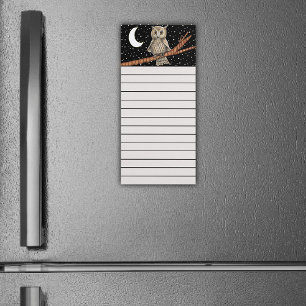 Sweet Brown Owl Necklace Branch Stars black Sky Magnetic Notepad