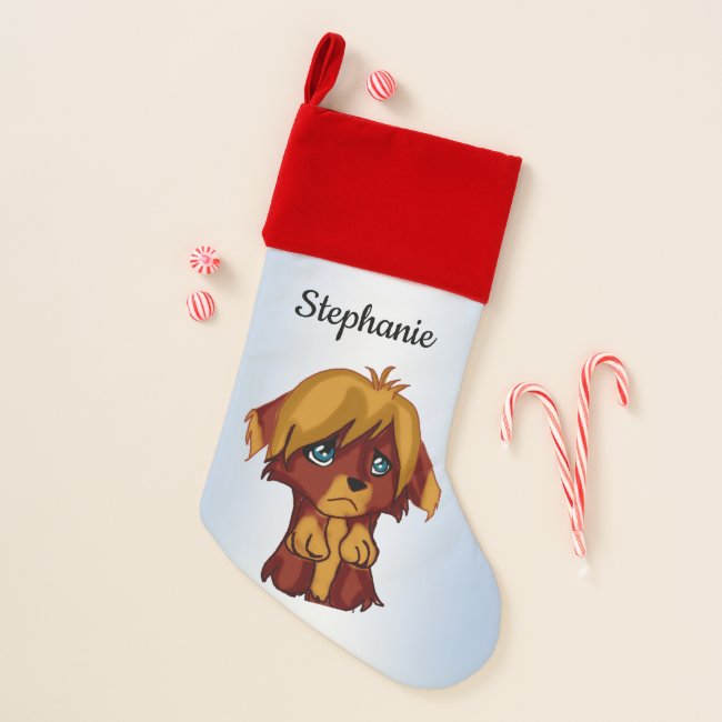 Sweet Brown Puppy Dog Christmas Stocking