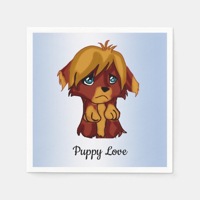Sweet Brown Puppy Dog with Blue Eyes Paper Napkins