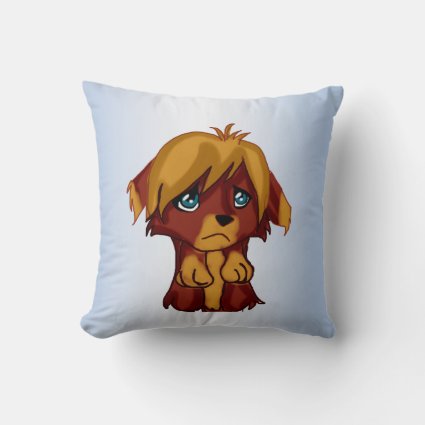 Sweet Brown Puppy Dog with Blue Eyes Throw Pillow