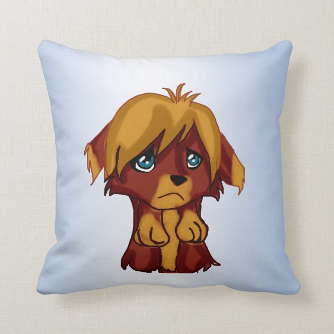 Sweet Brown Puppy Dog with Blue Eyes Throw Pillow