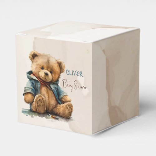 Sweet brown watercolor teddy bear Baby Shower Favor Boxes