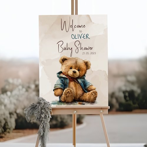 Sweet brown watercolor teddy bear Baby Shower Foam Board