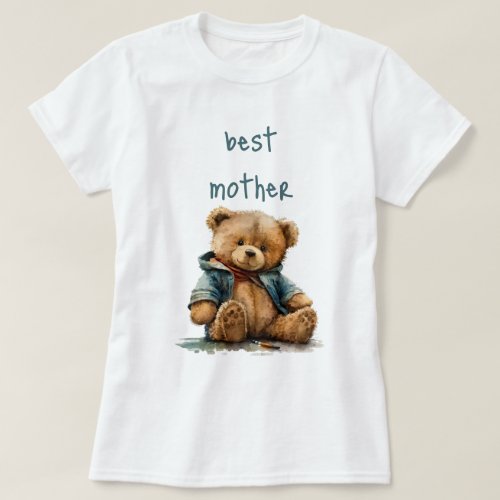Sweet brown watercolor teddy bear Baby Shower T_Shirt