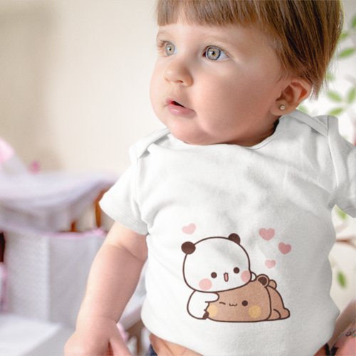 Sweet Brownie Bear and Milk Panda Delight Baby Bodysuit