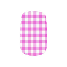 Sweet Bubblegum Pink Gingham Nail Art Decals