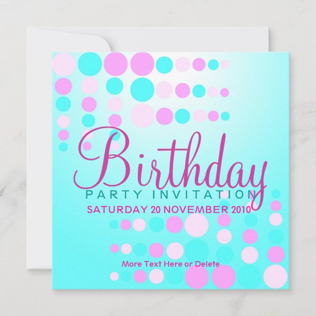 Sweet Bubbles Party / Birthday Invitation (Front)