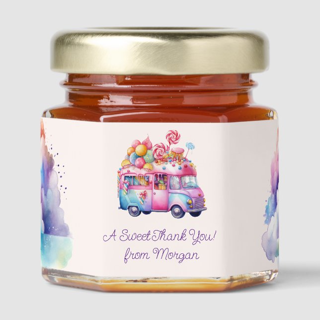 Sweet Budget Candy Lane Kid's Birthday Honey Jar Favors (Front)