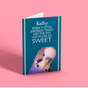 Sweet Budgie Customisable Birthday Card