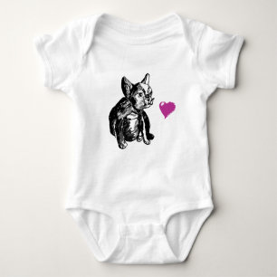 Sweet Bulldog Dog Heart Baby Jersey Bodysuit