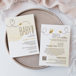 Sweet Bumble Bee All in One Baby Shower Invitation