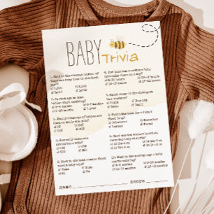 Sweet Bumble Bee Baby Shower Baby Trivia Card