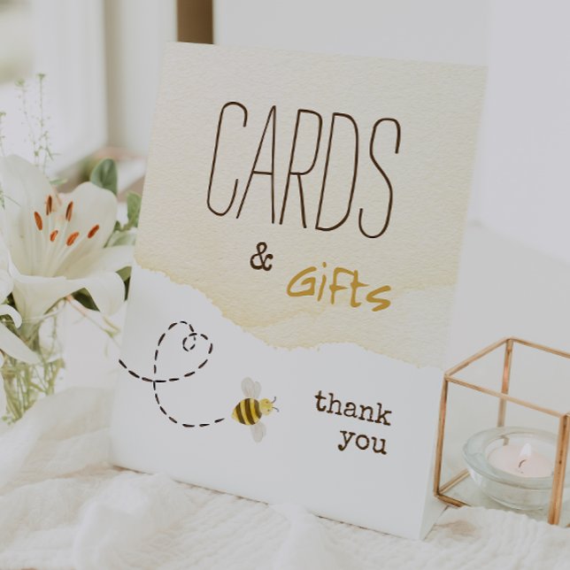 Sweet Bumble Bee Baby Shower Cards and Gifts Pedestal Sign (Creator Uploaded)
