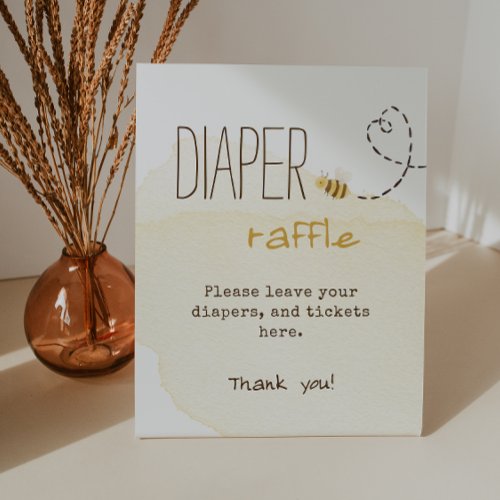 Sweet Bumble Bee Baby Shower Diaper Raffle Pedestal Sign
