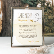 Sweet Bumble Bee Baby Shower Night Diapers Sign