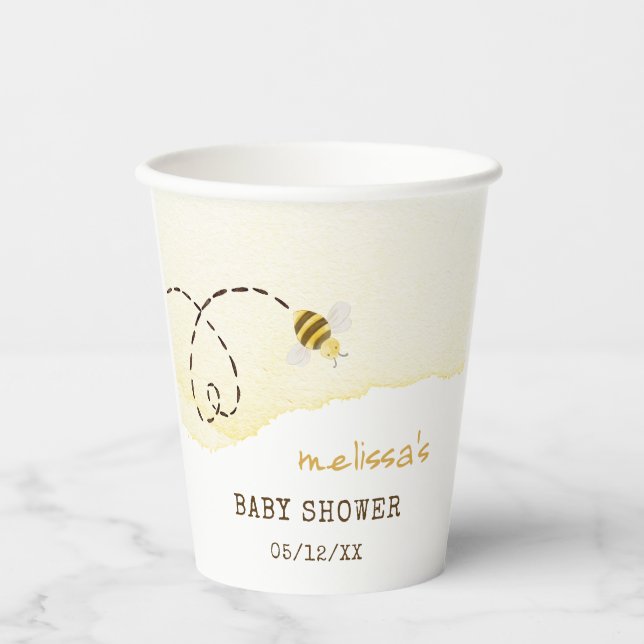 Sweet Bumble Bee Baby Shower Paper Cups (Front)
