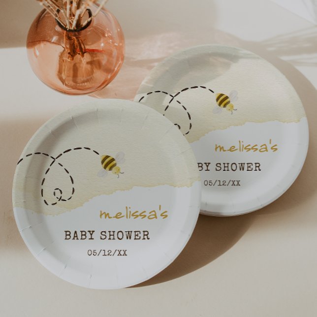 Sweet Bumble Bee Baby Shower Paper Plates (Creator Uploaded)