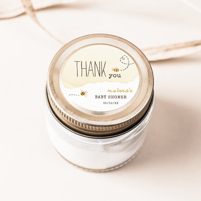 Sweet Bumble Bee Baby Shower Thank You Favor Classic Round Sticker (Creator Uploaded)