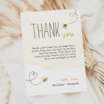 Sweet Bumble Bee Baby Shower Vertical Thank You Card