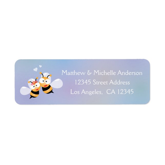 Sweet Bumble Bee Couple Cute Address Return Label (Front)