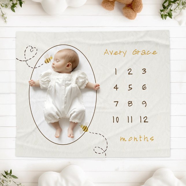 Sweet Bumble Bee Milestone Baby Blanket (Creator Uploaded)