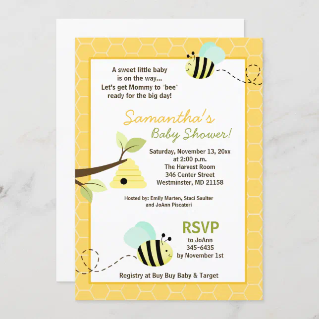 Sweet Bumble Bee Mommy to Bee Baby Shower Invite | Zazzle