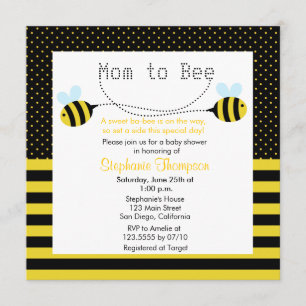 Sweet Bumble Bee Mommy to Bee Baby Shower Invite